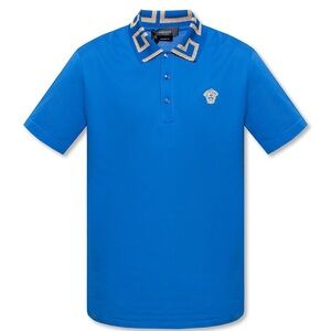 Versace Men Greca Polo Shirt Blue Sz Med NWT